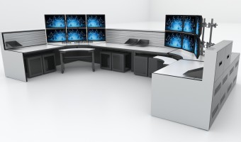 Dual Tech Control Room Console with Six Monitors